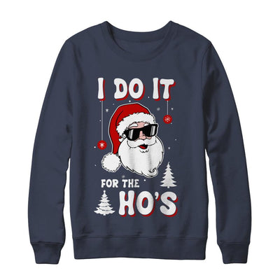 Funny Christmas Santa Ho Gift Cute Xmas Santa Naughty-T-Shirt & Sweatshirt-Crewneck Sweatshirt-Navy