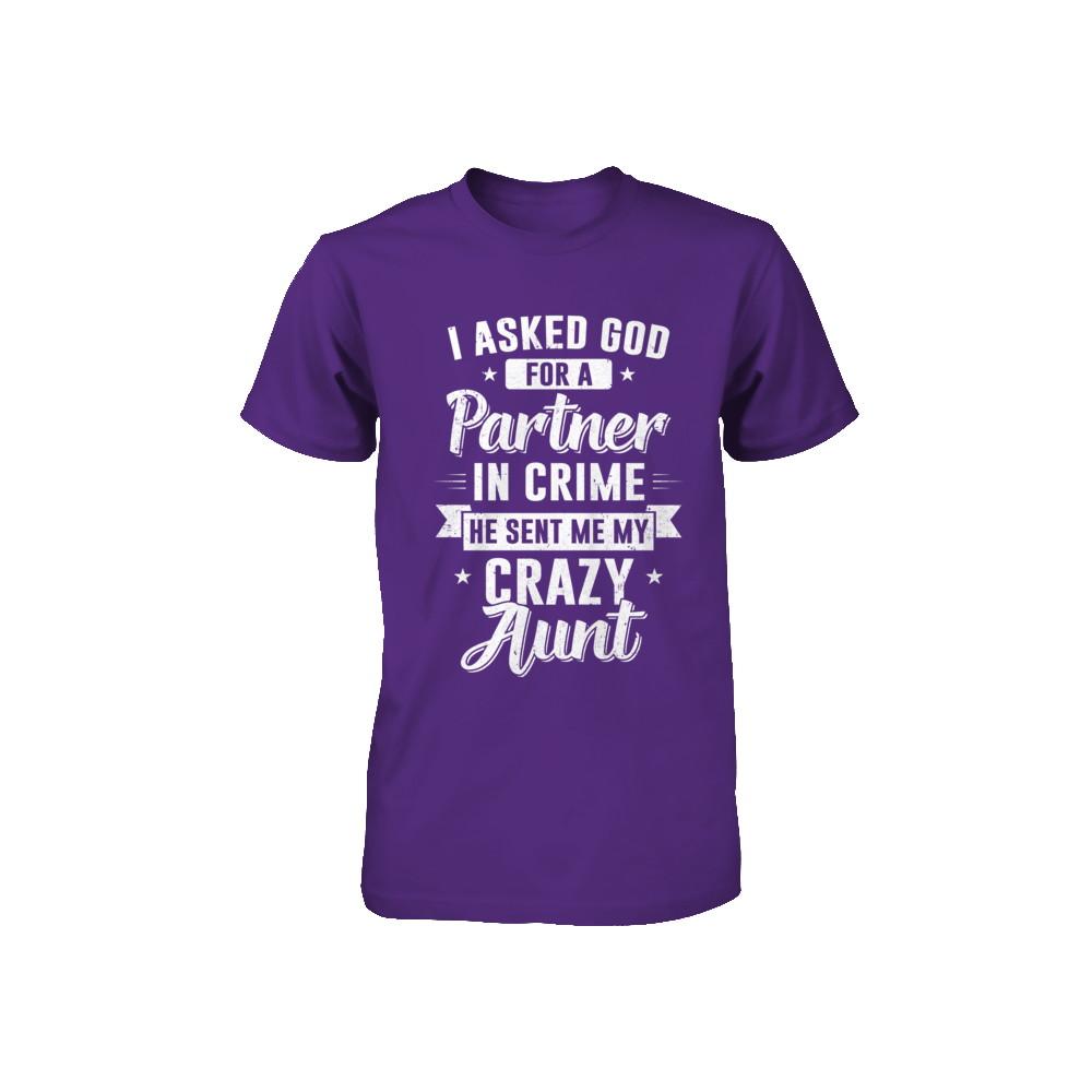I Asked God For A Partner In Crime He Sent Me Crazy Aunt Youth-Youth Shirt-