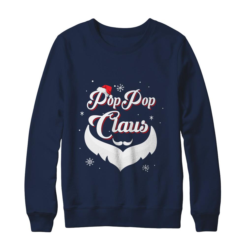 Santa Beard Matching Christmas Pajamas Poppop Claus-T-Shirt & Sweatshirt-Crewneck Sweatshirt-Navy