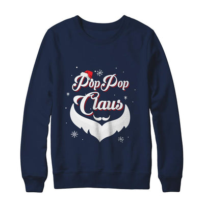 Santa Beard Matching Christmas Pajamas Poppop Claus-T-Shirt & Sweatshirt-Crewneck Sweatshirt-Navy