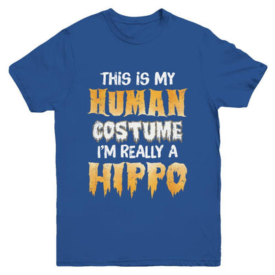 This Is My Human Costume Hippo Halloween Youth-Youth Shirt-Youth T-Shirt-Royal