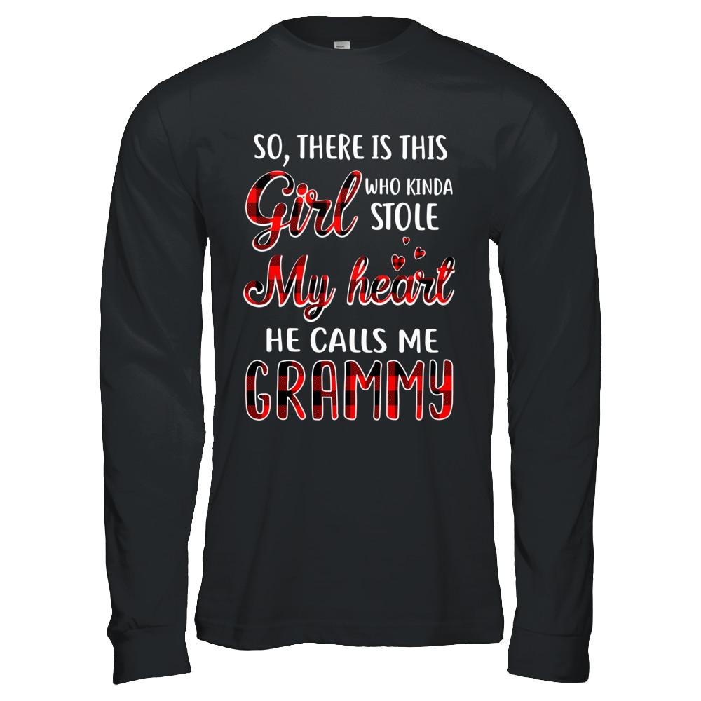 This Girl Who Kinda Stole My Heart He Calls Me Grammy-T-Shirt & Hoodie-Long Sleeve T-Shirt-Black