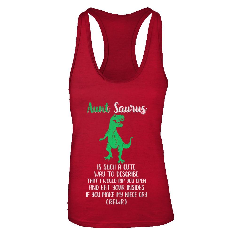 Aunt Saurus Is Such A Cute Way To Describe Aunt Niece-T-Shirt & Tank Top-Women's Ideal Racerback Tank-Red