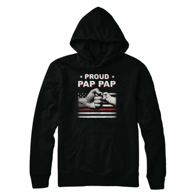 Proud Pap Pap Fireman Firefighter Thin Red Line Flag Fathers Day-T-Shirt & Hoodie-Pullover Hoodie-Black