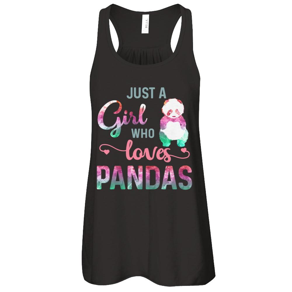 Just A Girl Who Loves Pandas Panda Lover-T-Shirt & Tank Top-Women's Flowy Racerback Tank-Black