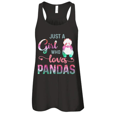 Just A Girl Who Loves Pandas Panda Lover-T-Shirt & Tank Top-Women's Flowy Racerback Tank-Black