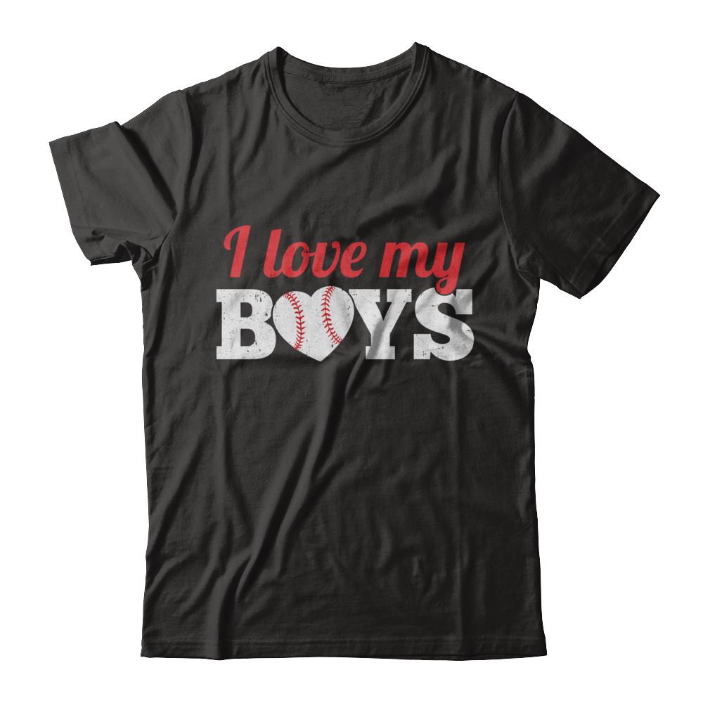 Love My Boys Mom And Dad Baseball-T-Shirt & Hoodie-Classic T-Shirt-Black