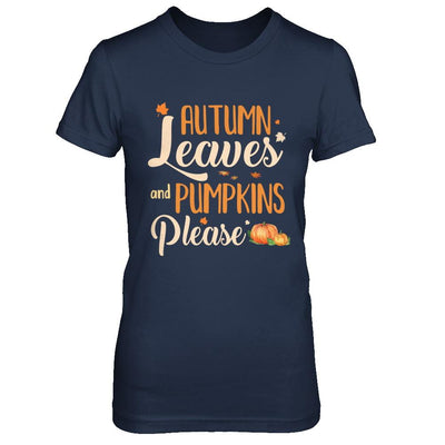 Autumn Leaves And Pumpkins Please-T-Shirt & Hoodie-Women's T-Shirt-Navy