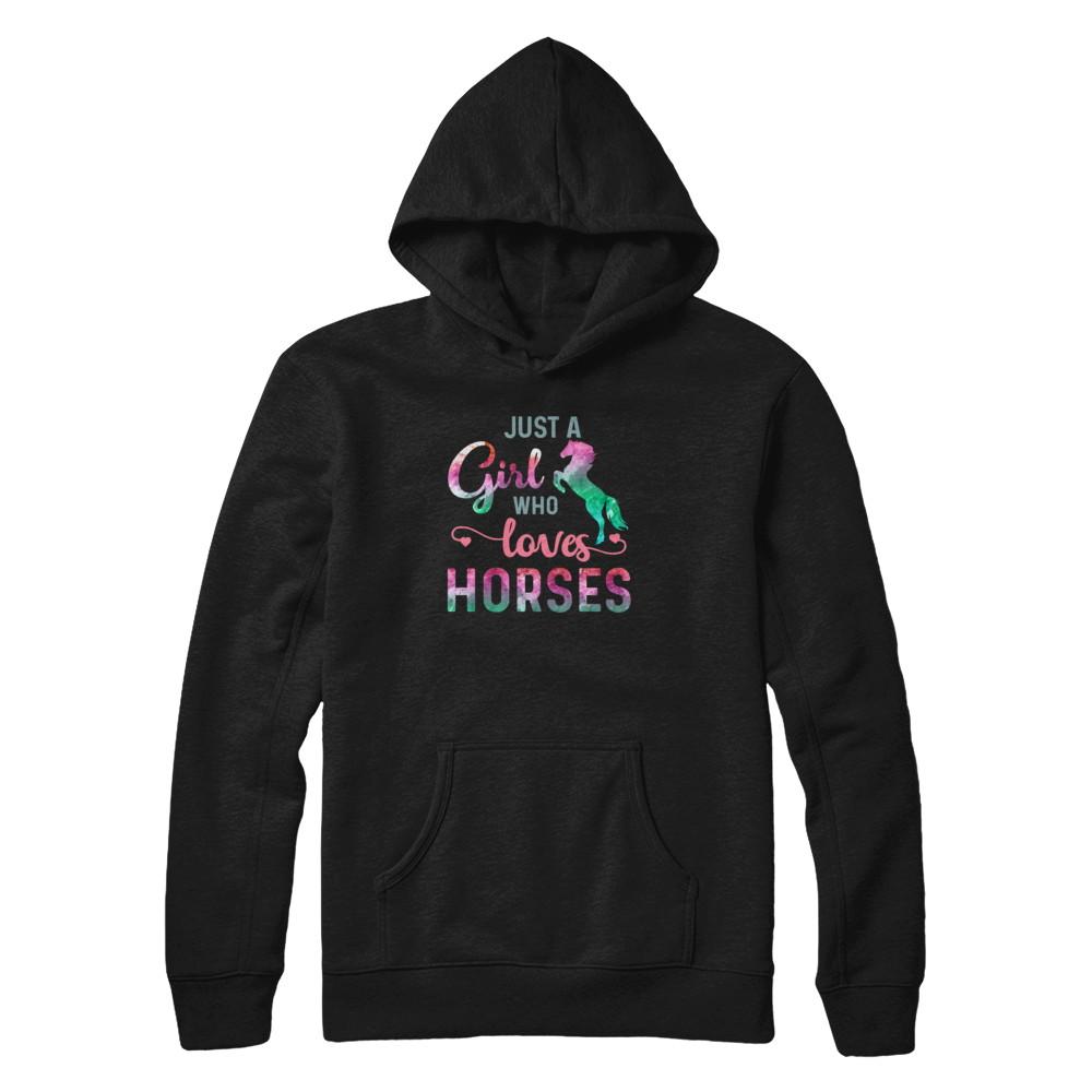 Just A Girl Who Loves Horses Horse Lover-T-Shirt & Tank Top-Pullover Hoodie-Black