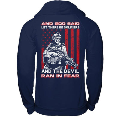 And God Said Let There Be Soldier And The Devil Ran In Fear-T-Shirt & Hoodie-Pullover Hoodie-Navy