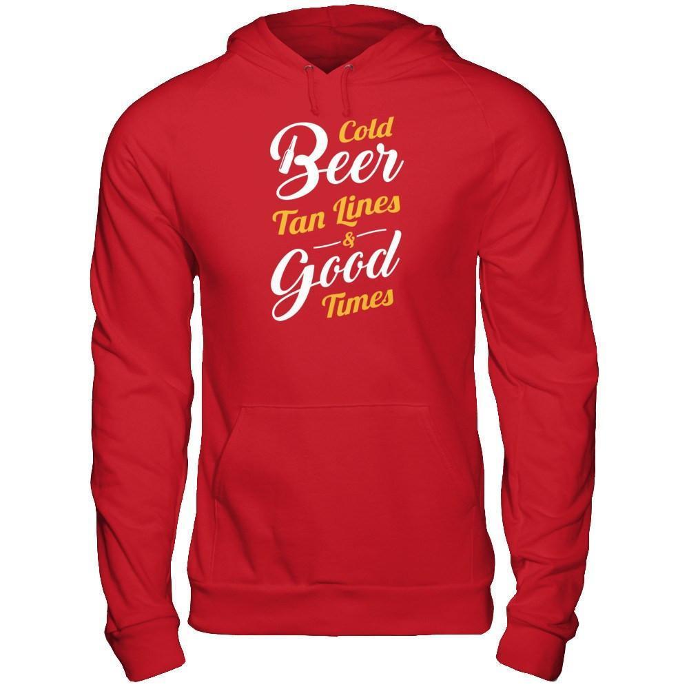 Cold Beer Tan Lines And Good Times-T-Shirt & Tank Top-Pullover Hoodie-Red