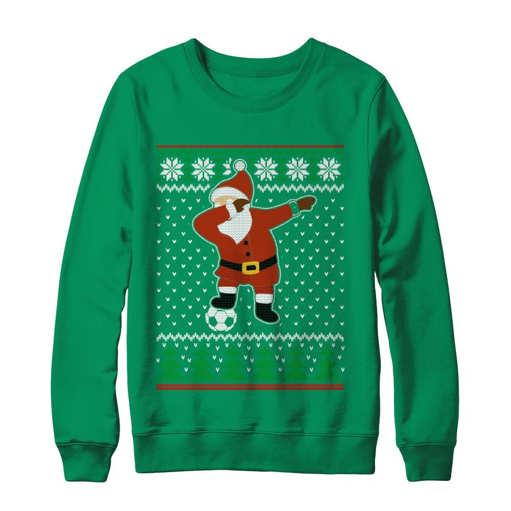 Dabbing Santa Soccer Ugly Sweater Christmas-T-Shirt & Sweatshirt-Crewneck Sweatshirt-Irish Green