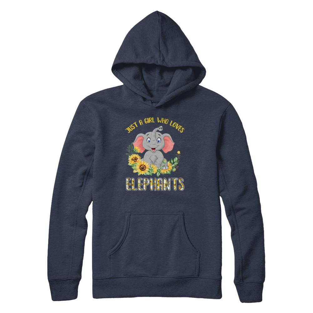 Just A Girl Who Loves Elephants And Sunflowers-T-Shirt & Hoodie-Pullover Hoodie-Navy