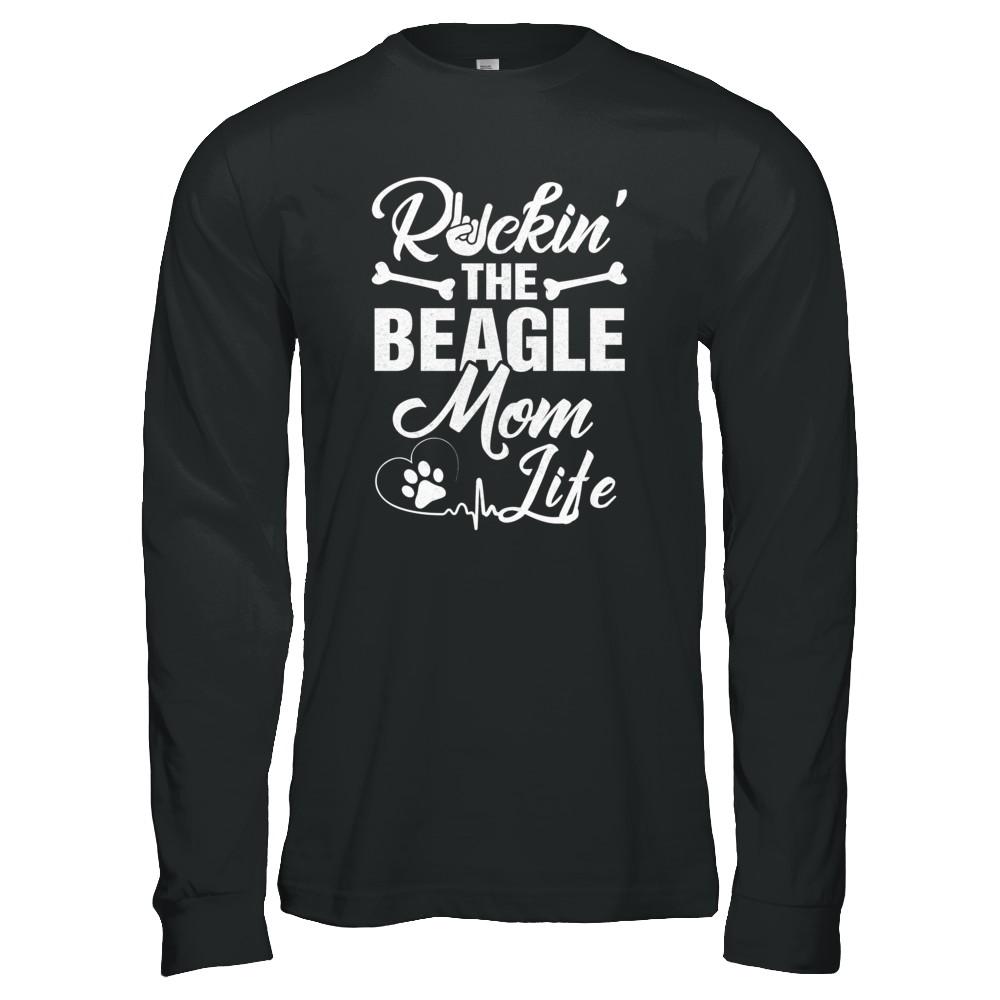 Rockin The Beagle Mom Life-T-Shirt & Tank Top-Long Sleeve T-Shirt-Black