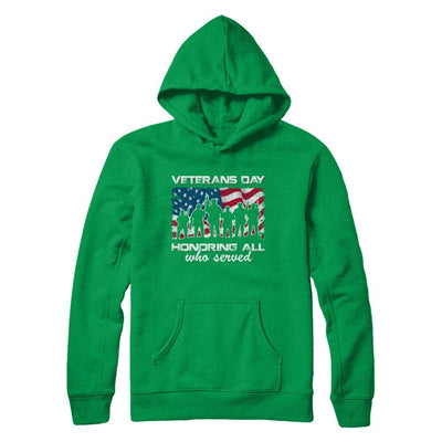 Vintage Patriotic Army Veterans Day Honoring All Who Reverd-T-Shirt & Hoodie-Pullover Hoodie-Irish Green