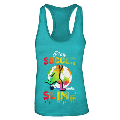 Play Soccer Make Slime Watercolor For Girl Women-T-Shirt & Tank Top-Women's Ideal Racerback Tank-Tahiti Blue