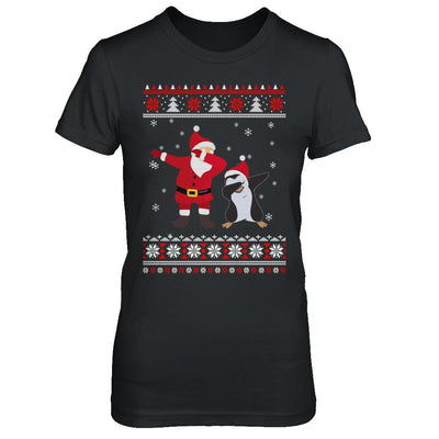Dabbing Santa Penguin Dab Dance Ugly Christmas Sweater-T-Shirt & Sweatshirt-Women's T-Shirt-Black