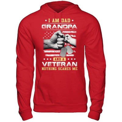 I'm A Dad Grandpa And A Veteran Nothing Scares Me-T-Shirt & Hoodie-Pullover Hoodie-Red