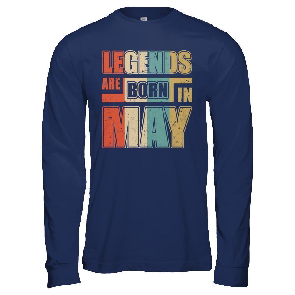 Classic Vintage Legends Are Born In May Birthday-T-Shirt & Hoodie-Long Sleeve T-Shirt-Navy
