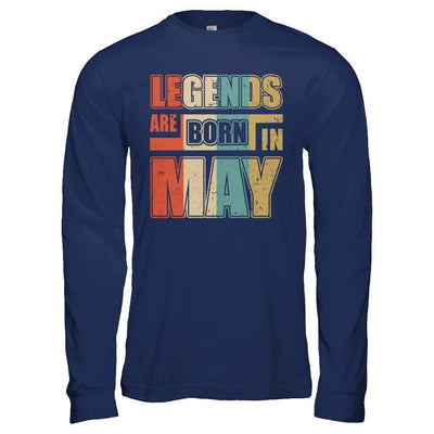 Classic Vintage Legends Are Born In May Birthday-T-Shirt & Hoodie-Long Sleeve T-Shirt-Navy