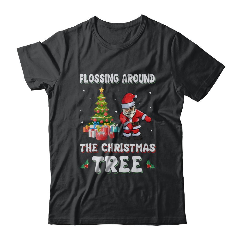 Santa Claus Flossing Around The Christmas Tree