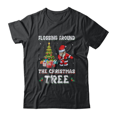 Santa Claus Flossing Around The Christmas Tree-T-Shirt & Hoodie-Classic T-Shirt-Black