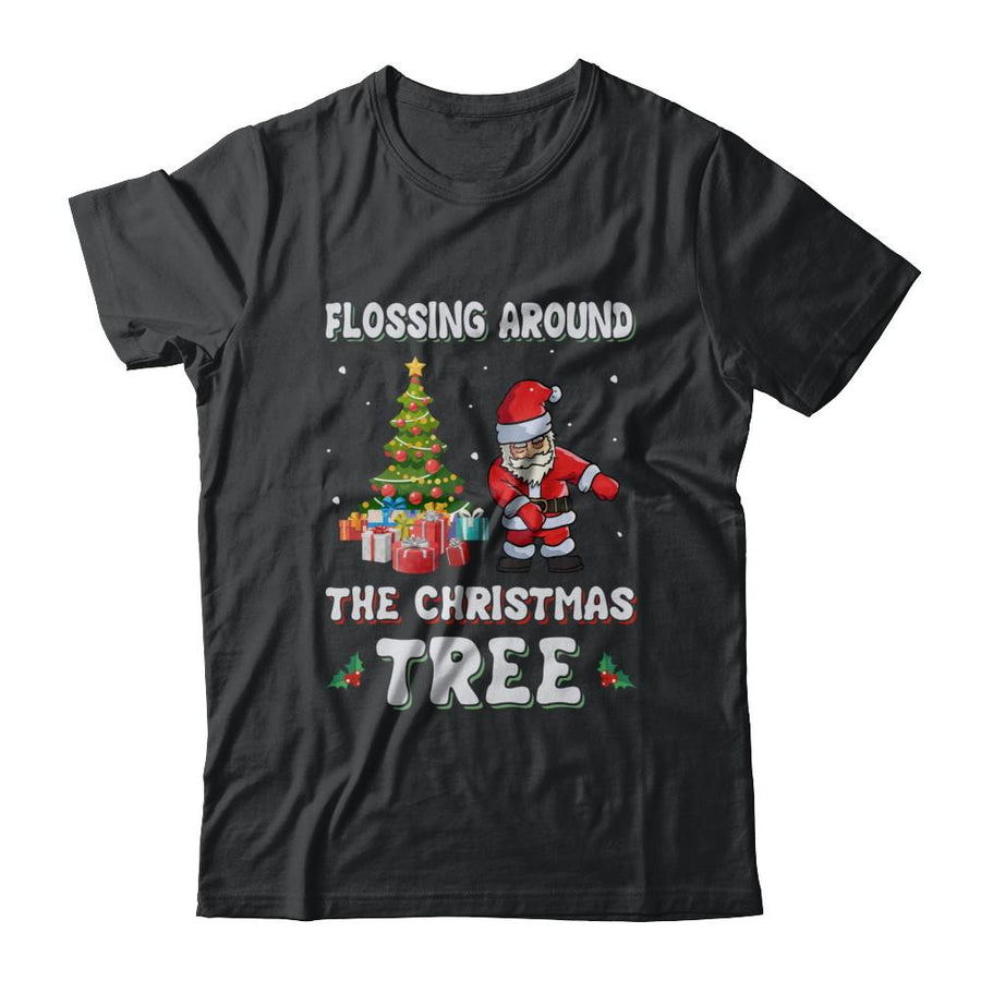 Santa Claus Flossing Around The Christmas Tree-T-Shirt & Hoodie-Classic T-Shirt-Black