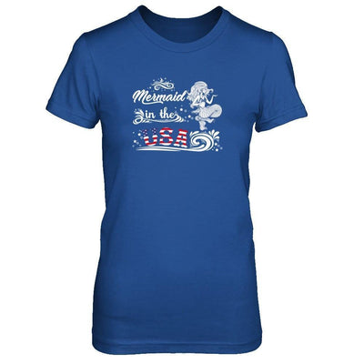 Mermaid In The Usa Flag-T-Shirt & Tank Top-Women's T-Shirt-Royal