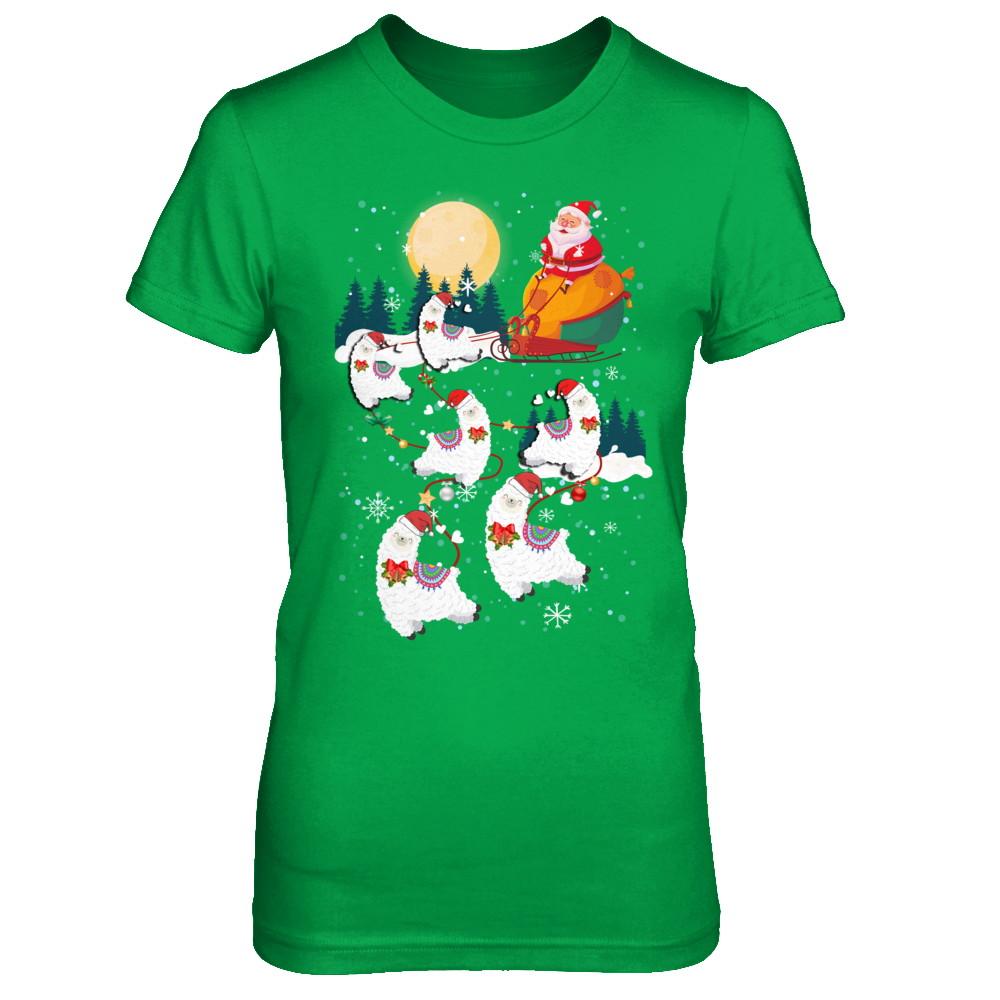 Funny Christmas Llama Alpaca Reindeer Lover Santa Gift-T-Shirt & Sweatshirt-Women's T-Shirt-Irish Green