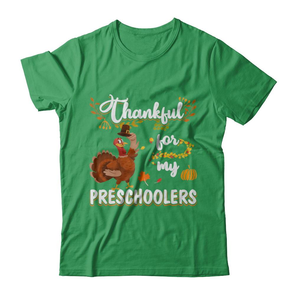 Thankful For My Preschoolers Teacher Thanksgiving Day-T-Shirt & Sweatshirt-Premium T-Shirt-Kelly Green