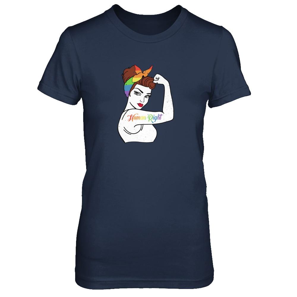 Lady Human Right LGBT Lesbian Gay Pride-T-Shirt & Tank Top-Women's T-Shirt-Navy