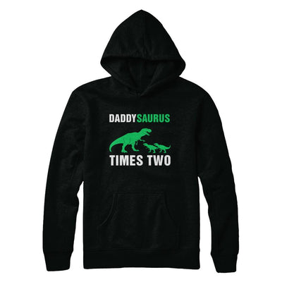 Daddysaurus Times Two Twins Fathers Day-T-Shirt & Hoodie-Pullover Hoodie-Black