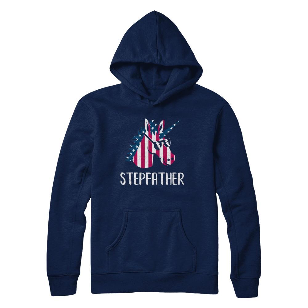 Patriotic Stepfather Unicorn Americorn 4Th Of July-T-Shirt & Hoodie-Pullover Hoodie-Navy
