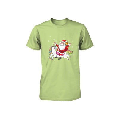 Santa Riding Unicorn Christmas Kids Girls Women Xmas Youth-Youth Shirt-Toddler T-Shirt-Key Lime