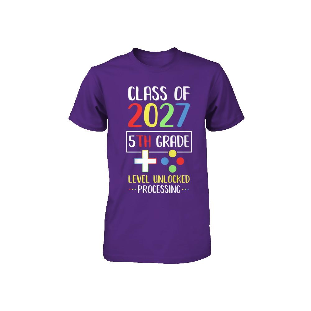 Class Of 2027 5th Grade Level Unlock Gaming Back Go School Youth-Youth Shirt-
