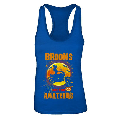 Brooms Are For Amateurs Funny Halloween Biker-T-Shirt & Tank Top-Women's Ideal Racerback Tank-Royal