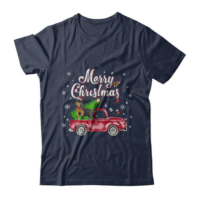Rottweiler Retriever Rides Red Truck Christmas Pajama-T-Shirt & Sweatshirt-Classic T-Shirt-Navy