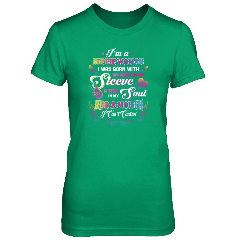 I'm A Hippie Woman I Was Born With My Heart-T-Shirt & Tank Top-Women's T-Shirt-Irish Green