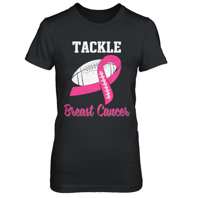 Football Survivor Tackle Pink Breast Cancer Awareness-T-Shirt & Hoodie-Women's T-Shirt-Black