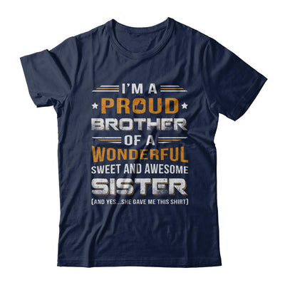Gift Brother From Sister I'm A Proud Brother Of Awesome Sister-T-Shirt & Hoodie-Classic T-Shirt-Navy