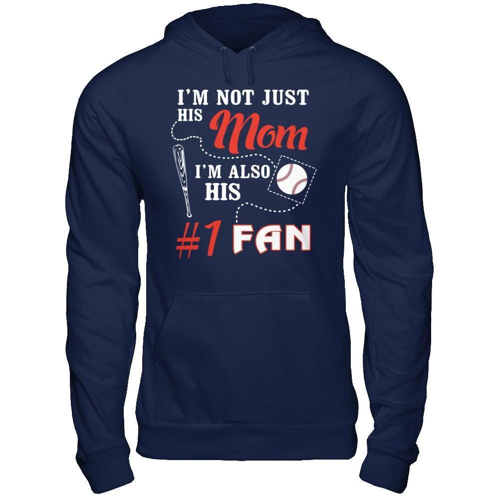 I'm Not Just His Mom I'm Also His Fan Baseball Mom-T-Shirt & Hoodie-Pullover Hoodie-Navy