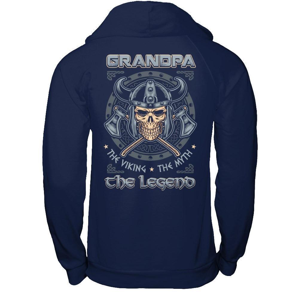 Grandpa The Viking The Myth The Legend-T-Shirt & Hoodie-Pullover Hoodie-Navy