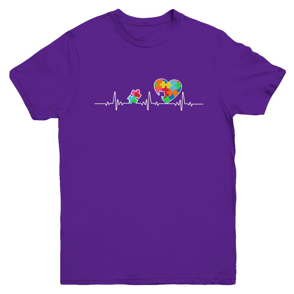 Autism Puzzle Heartbeat Autism Awareness Youth-Youth Shirt-