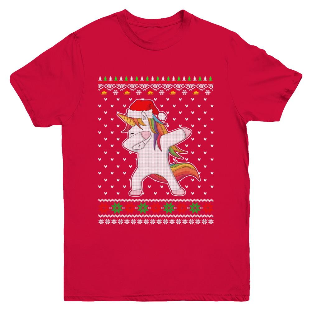 Dabbing Tangled Lights Ugly Christmas Sweater Girls Youth-Youth Shirt-Youth T-Shirt-Red