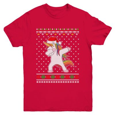 Dabbing Tangled Lights Ugly Christmas Sweater Girls Youth-Youth Shirt-Youth T-Shirt-Red