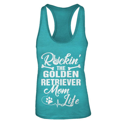 Rockin The Golden Retriever Mom Life-T-Shirt & Tank Top-Women's Ideal Racerback Tank-Tahiti Blue