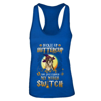 Buckle Up Buttercup Halloween Witch Boxer Costume-T-Shirt & Tank Top-Women's Ideal Racerback Tank-Royal