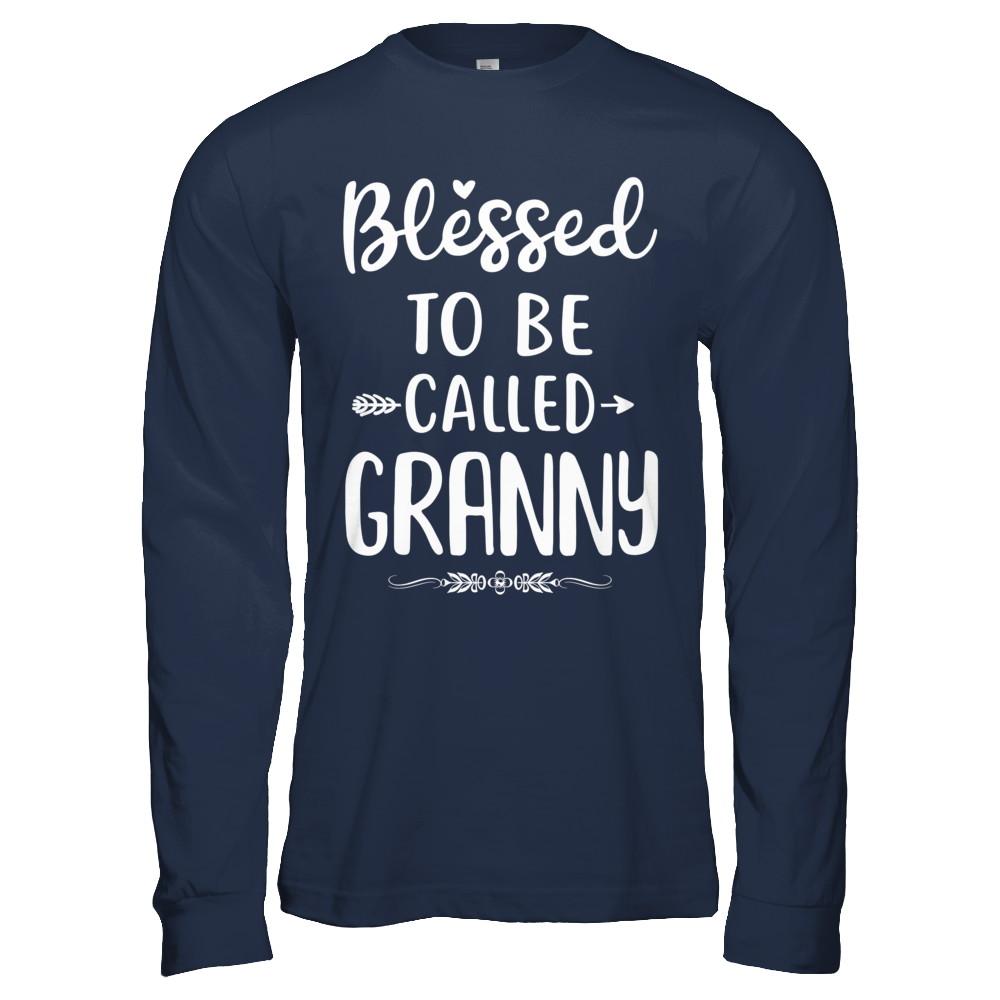 Funny Grandma Blessed To Be Called Granny-T-Shirt & Hoodie-Long Sleeve T-Shirt-Navy