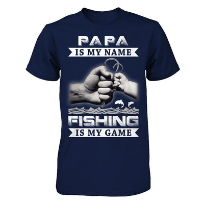 Papa Is My Name Fishing Is My Game-T-Shirt & Hoodie-Classic T-Shirt-Navy