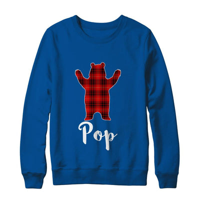 Red Pop Bear Buffalo Plaid Family Christmas Pajamas-T-Shirt & Sweatshirt-Crewneck Sweatshirt-Deep Royal